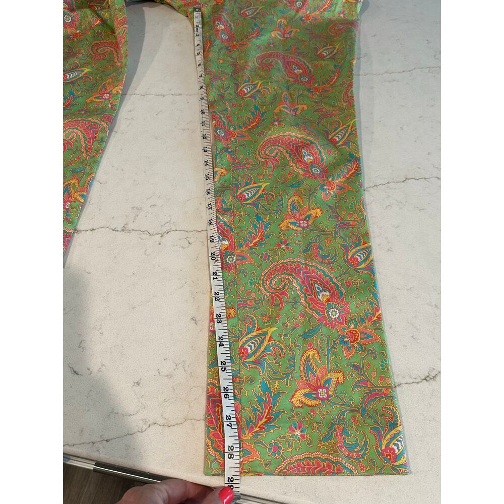 Lauren Ralph Lauren Paisley Print Ankle Pants Women’s Size 10 Stretch Green - Picture 7 of 8